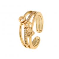 Kubieke Circonia Micro Pave Brass Ring, Messing, gold plated, Verstelbare & uniseks & micro pave zirconia & glazuur, Verkocht door PC