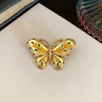 El esmalte Broche, aleación de zinc, Mariposa, chapado en color dorado, para mujer, libre de níquel, plomo & cadmio, 30x47mm, 10PCs/Grupo, Vendido por Grupo