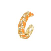 Plata de ley 925 Pendiente Clip, chapado, micro arcilla de zirconia cúbica & para mujer & esmalte, más colores para la opción, 11mm, Vendido por Par