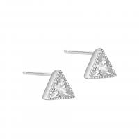 Argent sterling 925 boucle d oreille dormeuse, triangle, Placage, normes différentes pour le choix & pour femme & avec strass, plus de couleurs à choisir, Vendu par paire