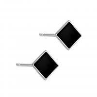 925 Sterling Sølv Stud Earring, Square, forgyldt, for kvinde & epoxy sticker, flere farver til valg, 7x7mm, Solgt af par