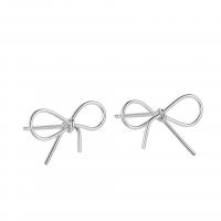 925 Sterling Sølv Stud Earring, Bowknot, forgyldt, for kvinde & hule, flere farver til valg, 14x10mm, Solgt af par