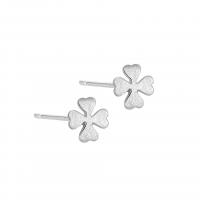 925 Sterling Sølv Stud Earring, Four Leaf Clover, forgyldt, børstet & for kvinde, flere farver til valg, 7x7mm, Solgt af par