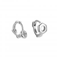 Argent sterling 925 Boucles d'oreilles asymétriques, Placage, pour femme, plus de couleurs à choisir, 6x8mm, Vendu par paire