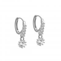 925 Sterling Sølv Huggie Hoop Drop Earring, forgyldt, for kvinde & med rhinestone, flere farver til valg, 8x10mm, Solgt af par