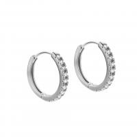 925 Sterling Silver Huggie Hoop Earring, plátáilte, méid éagsúla do rogha & do bhean & le rhinestone, dathanna níos mó le haghaidh rogha, Díolta De réir Péire