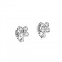 925 Sterling Sølv Håndtaget tilbage Earring, Four Leaf Clover, forgyldt, for kvinde & med rhinestone, flere farver til valg, 5.40x9mm, Solgt af par