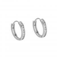 925 Sterling Silver Huggie Hoop Earring, plátáilte, do bhean & le rhinestone, dathanna níos mó le haghaidh rogha, 12x15mm, Díolta De réir Péire