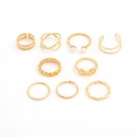 Zinklegering Ring Set, Zinc Alloy, met Plastic Pearl, plated, negen stuks & mode sieraden & uniseks, meer kleuren voor de keuze, nikkel, lood en cadmium vrij, 1.8cm, Verkocht door Stel