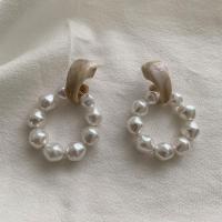 Acryl Drop Earring, met Plastic Pearl, mode sieraden & afneembare & voor vrouw, 30mm, Verkocht door pair