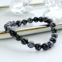 obsidien flocon de neige bracelet, poli, unisexe, noire, Longueur Environ 21 cm, Vendu par PC