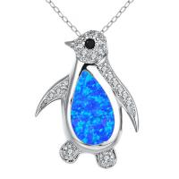 Sinc Alloy Pendants Ainmhithe, le Saorga+Opal, Penguin, micrea réiteach zirconia ciúbach, dathanna níos mó le haghaidh rogha, 20mm, Díolta De réir PC