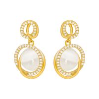 aleación de zinc Pendientes con Colgantes, con Ojo de gato, chapado en color dorado, para mujer & con diamantes de imitación, libre de níquel, plomo & cadmio, 30-60mm, Vendido por Par