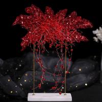 Décoratif Peigne nuptiale de cheveux, lacet, avec Sequin en plastique & perle de plastique, fait à la main, pour femme, rouge, 280x130mm, 3PC/lot, Vendu par lot