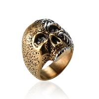 304 rustfrit stål Fingerring, Skull, forgyldt, mode smykker & forskellig størrelse for valg & for mennesket, flere farver til valg, Solgt af PC