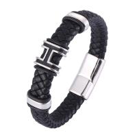 Microfiber PU Armband, met 316L roestvrij staal, Ronde, silver plated, mode sieraden & verschillende lengte voor keuze & voor de mens, meer kleuren voor de keuze, 12mm, Verkocht door PC