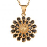 Collier en laiton, fleur, Placage de couleur d'or, pour femme & émail, plus de couleurs à choisir, 20x28mm, Longueur Environ 17.7 pouce, Vendu par PC