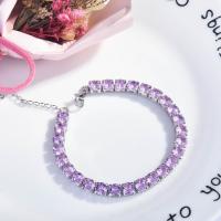 Bracciale strass, ottone, with 1.18inch extender chain, placcato color platino, per la donna & con strass, assenza di nichel,piombo&cadmio, Lunghezza Appross. 6.3 pollice, Venduto da PC