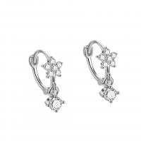 925 Sterling Silver Lever Back Earring plated for woman & with rhinestone Sold By Pair