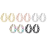 Mens acier inoxydable Hoop boucles d'oreilles, Acier inoxydable 304, bijoux de mode & pour femme & creux, plus de couleurs à choisir, 7*23mm, Vendu par paire