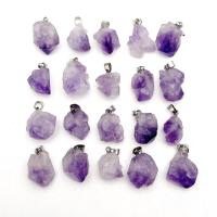 Amethyst Anhänger, mit 304 Edelstahl, DIY, 1-2cm, verkauft von PC