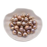 Freshwater Pearl Halsband, med Mässing, purpur, 8-13mm, Säljs av PC