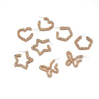 Zinc Alloy Stud Earring, zinklegering ørering indlæg, forgyldt, for kvinde, gylden, 30mm, Solgt af PC