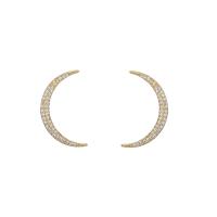 Boucle d'oreille dormeuse en alliage de zinc, Alliage de zinc puce boucle d'oreille, Placage, pour femme & avec strass, plus de couleurs à choisir, 25x14mm, Vendu par paire