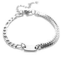 Titanium Staal Armband, titanium staal karabijn, uniseks, zilver, 6x12mm, Lengte 19 cm, Verkocht door PC