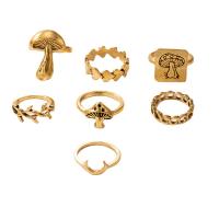 Zink legering Ring Sæt, Zinc Alloy, forgyldt, 7 stykker & mode smykker & for kvinde, flere farver til valg, Solgt af sæt