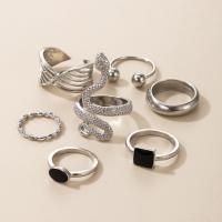 Zink legering Ring Sæt, Zinc Alloy, forgyldt, 7 stykker & mode smykker & for kvinde & emalje, sølv, Solgt af sæt