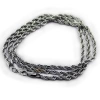 Stainless Steel Chain halskæde, 304 rustfrit stål, Fransk reb kæde & Unisex, sølv, Længde Ca. 25 inch, Solgt af PC