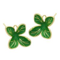 Prás Graí Earring, Leaf, dath an óir plated, do bhean & cruan, glas, nicil, luaidhe & caidmiam saor in aisce, 16x15mm,0.5mm, Díolta De réir PC