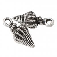 Zink-Aluminium-Anhänger, Zinklegierung, Strandschnecke, antik silberfarben plattiert, unisex, Silberfarbe, frei von Nickel, Blei & Kadmium, 8x18x6mm, Bohrung:ca. 2mm, verkauft von kg