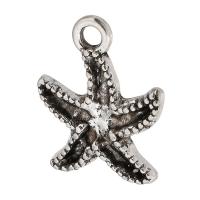 Colgantes de Aleación de Zinc, Estrella de Mar, chapado en color de plata antigua, unisexo, plateado, libre de níquel, plomo & cadmio, 13x16x2mm, agujero:aproximado 2mm, Vendido por KG