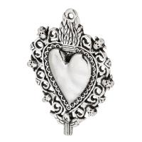 Pendentifs coeur en alliage de zinc, Plaqué de couleur d'argent, unisexe, argent, protéger l'environnement, sans nickel, plomb et cadmium, 29x41x2mm, Trou:Environ 2mm, Vendu par kg