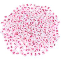 Alphabet Acryl Perlen, rund, DIY & Emaille, gemischte Farben, 4x7mm, 100PCs/Tasche, verkauft von Tasche