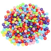 Alphabet Acrylic Beads Round DIY & enamel mixed colors Sold By Bag