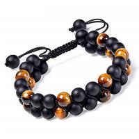 Edelstein Woven Ball Armbänder, Abrazine Stein, mit Knotenschnur & Tigerauge, Doppelschicht & unisex & verschiedene Stile für Wahl, 16mm, Länge ca. 7.5-11.8 ZollInch, verkauft von PC