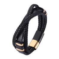 PU de microfibra Pulsera, con acero inoxidable 316L, Esférico, chapado, Joyería & longitud diferente para la opción & para hombre, más colores para la opción, 12mm, Vendido por UD