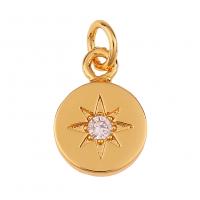 Cubic Zirconia Micro Pave Brass Pendant gold color plated & micro pave cubic zirconia Sold By PC