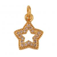 Cubic Zirconia Micro Pave Brass Pendant Star gold color plated & micro pave cubic zirconia Sold By PC