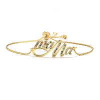 Brass Bracelet gold color plated micro pave cubic zirconia & for woman multi-colored 31mm Sold By PC