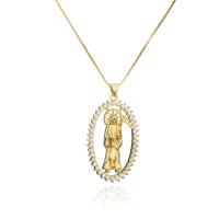 Circón cúbico Micro pavimentar collar de cobre amarillo, metal, chapado en color dorado, micro arcilla de zirconia cúbica & para mujer, 24x44mm, longitud aproximado 17.7 Inch, Vendido por UD