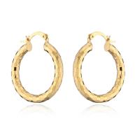 Laiton Anneau d'oreille, Placage de couleur d'or, pour femme, 30x34mm, Vendu par paire