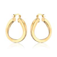 Messing Hoop Earring, guldfarve belagt, for kvinde, 32x37mm, Solgt af par