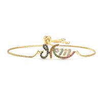 laiton bracelet, Placage de couleur d'or, pavé de micro zircon & pour femme, multicolore, 31mm, Vendu par PC