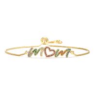 laiton bracelet, Placage de couleur d'or, styles différents pour le choix & pavé de micro zircon & pour femme, multicolore, 40mm, Vendu par PC