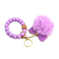 silicone bracelet, avec Peluche & alliage de zinc, avec boule pelucheuse & unisexe & avec strass, plus de couleurs à choisir, 16mm, 15mm, 200mm, Diamètre intérieur:Environ 85mm, Vendu par PC