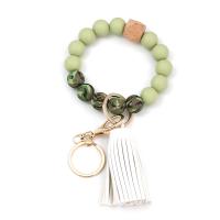 silicone bracelet, avec cuir PU & bois & alliage de zinc, glandpompon, bijoux de mode & unisexe, plus de couleurs à choisir, 150mm, 15mm, 16mm, Diamètre intérieur:Environ 85mm, Vendu par PC